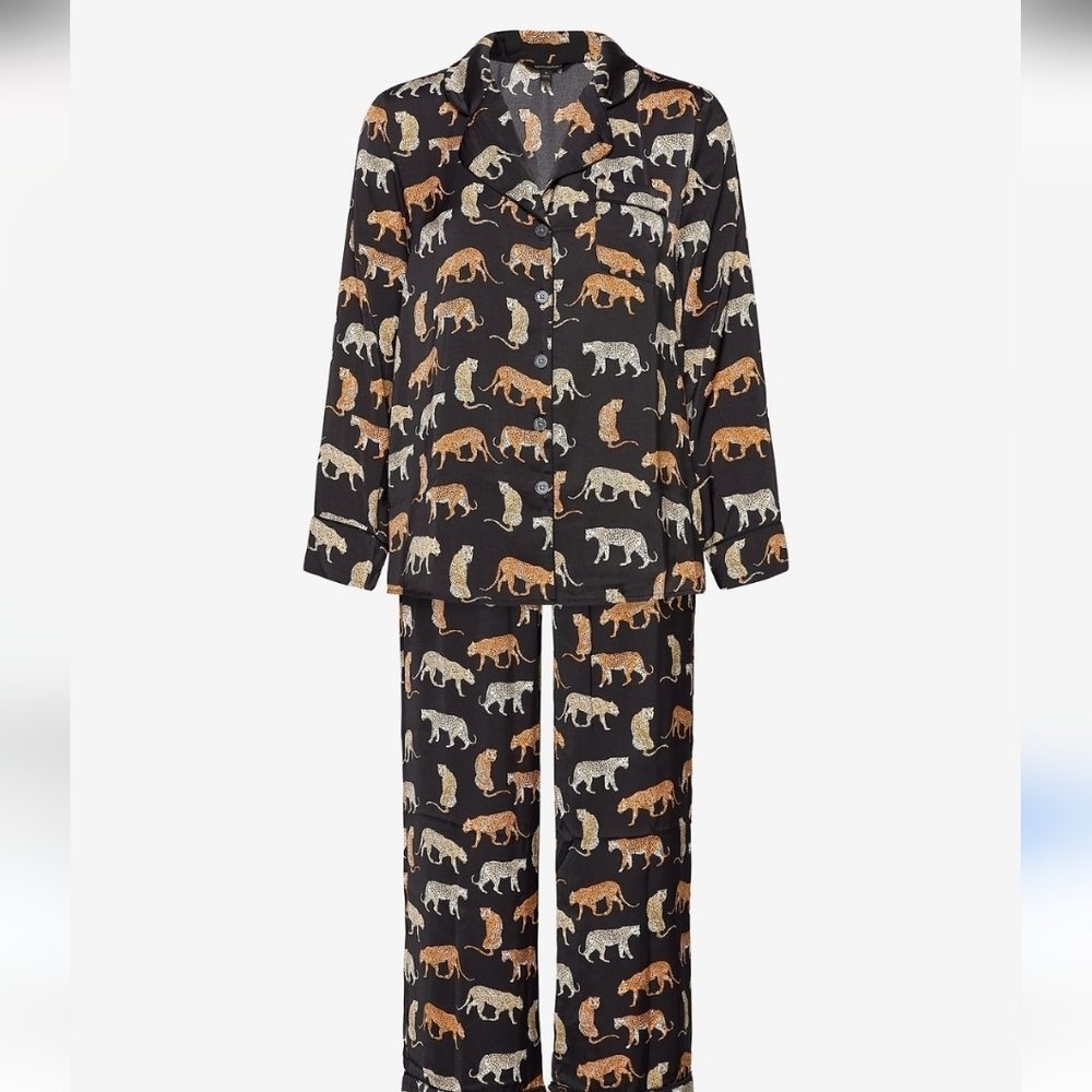 Banana Republic Satin Pajama Set with Safari Animal Print Size M